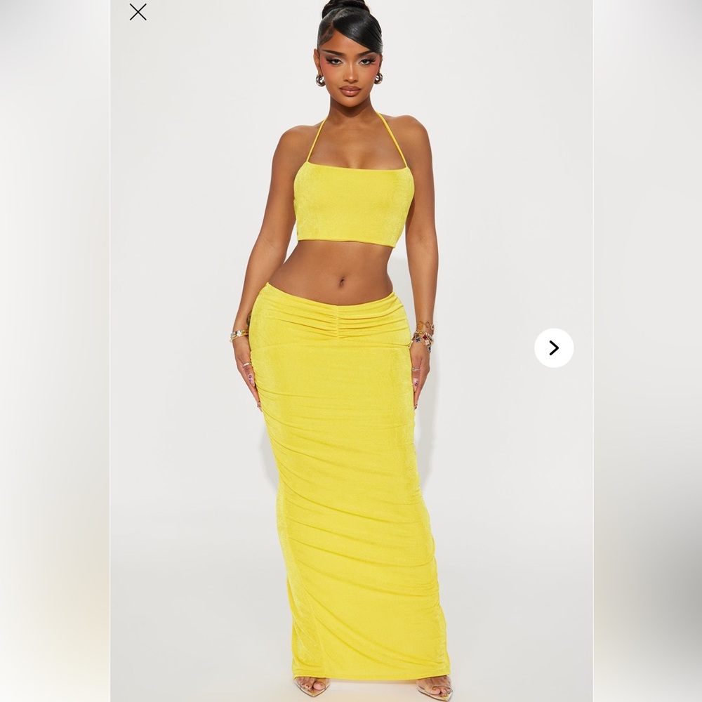 Fashion Nova Bright Yellow Pencil Skirt Ensemble